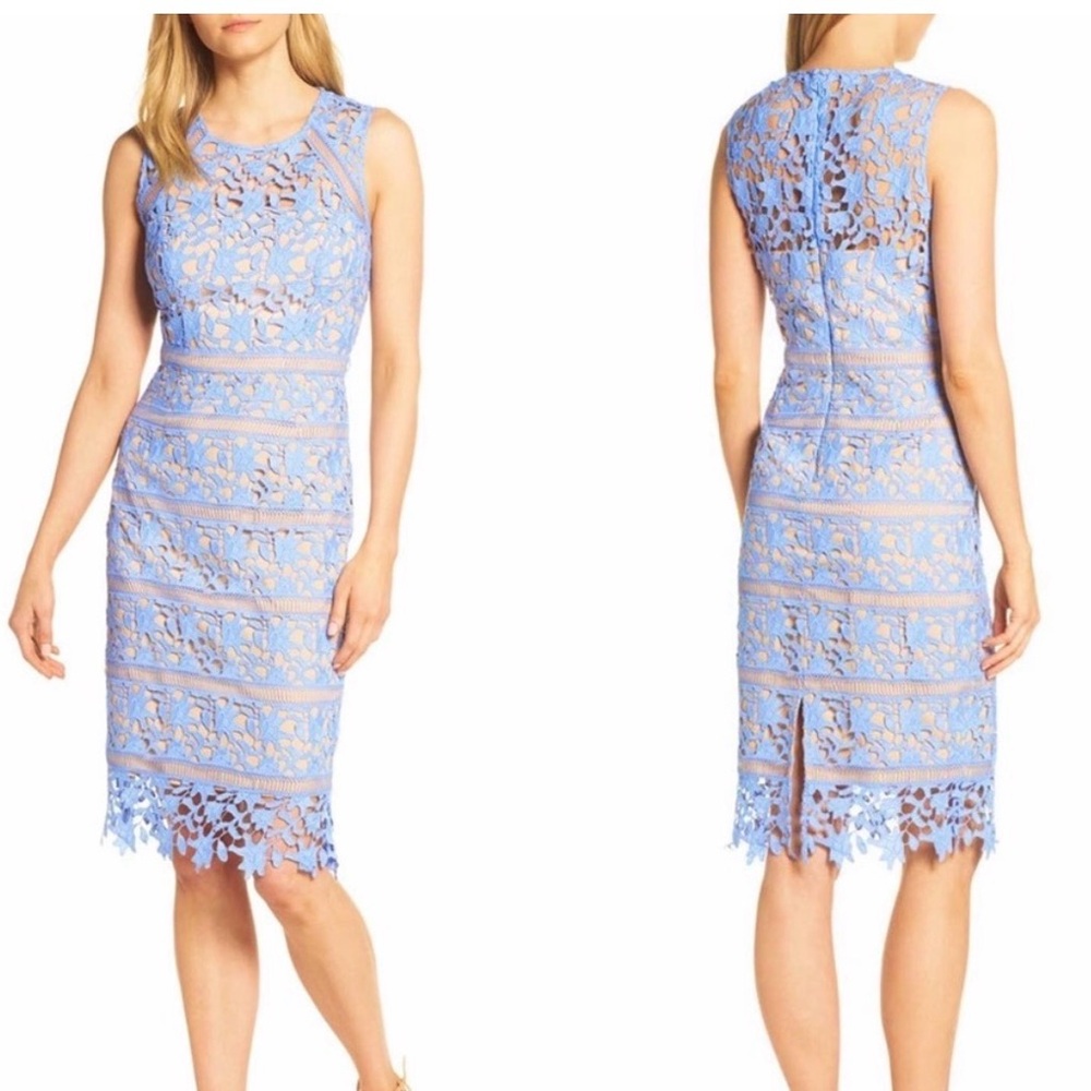 Eliza J. - Light Blue Lace Midi Sheath
